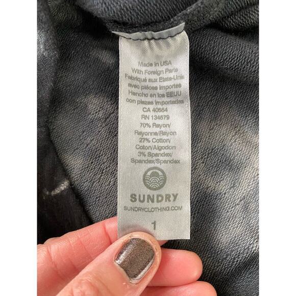 Sundry for Evereve Women's 1 Black Gray Tie Dye Drawstring Waist Skirt - Picture 5 of 7